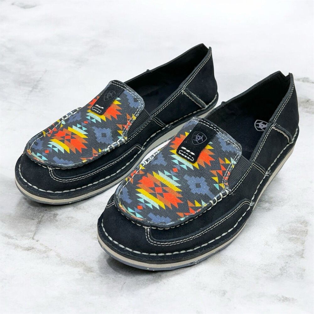 Ariat navy blue Loafers with Southwestern Multicolor Print